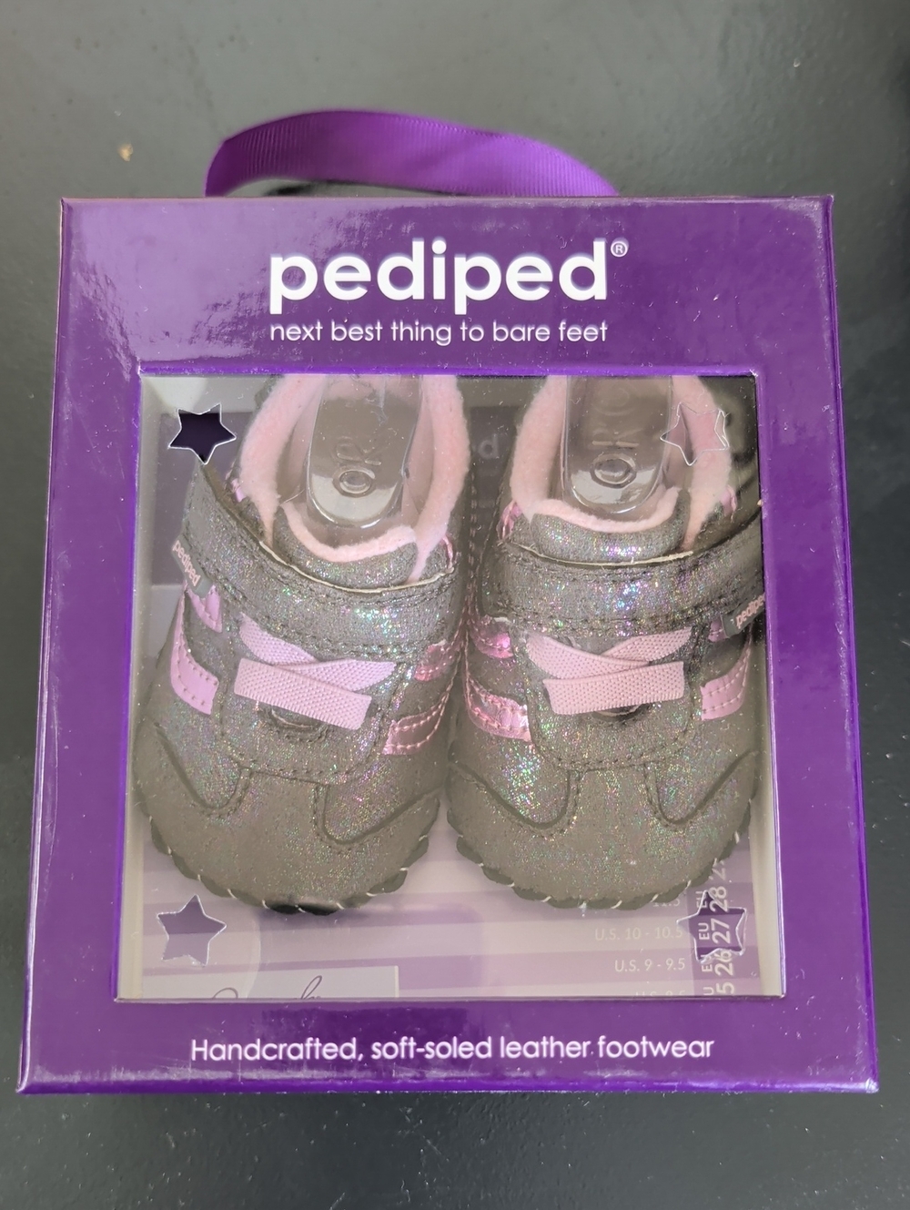 Pediped Cliff Gray Shimmer Baby Walker Shoes